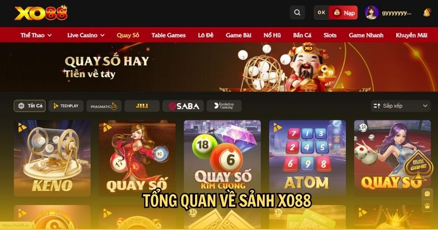 Tổng quan về sảnh quay số XO88